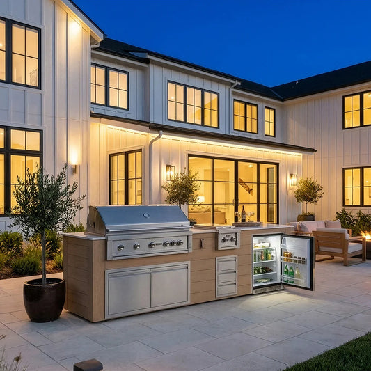 112" Videl Pacific BBQ Island - Composite – shown in an outdoor kitchen lifestyle setting