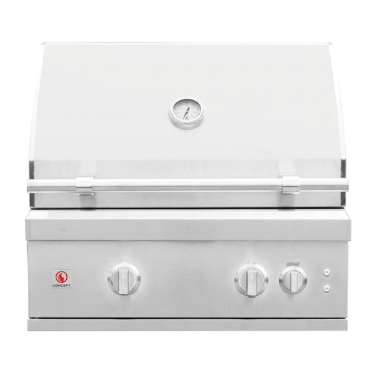 Summerset Quest 30-inch stainless steel built-in gas grill with hood closed