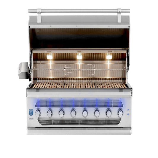 American Made Grills Muscle 54-inch built-in grill with hood open