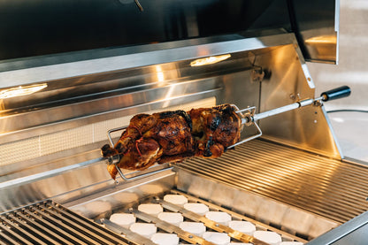 American Made Grills Estate 36" Built-In Gas Grill – #304 Stainless Steel - rotisserie spit detail