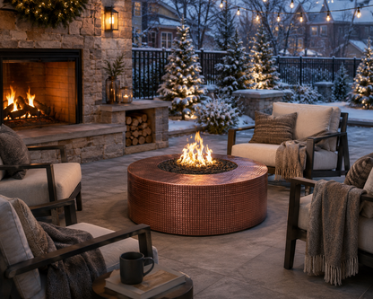 Outdoor Plus Unity 24" Tall Hammered Copper Gas Fire Pit