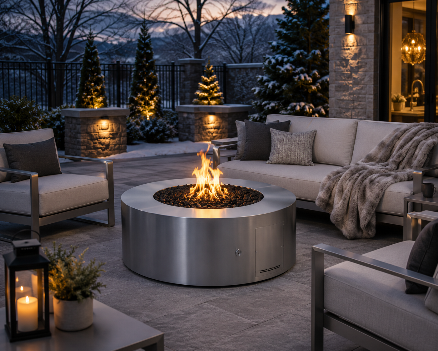 Outdoor Plus Unity 24" Tall Stainless Steel Gas Fire Pit