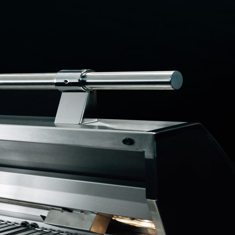 Close-up of the Summerset Quest stainless steel hood handle