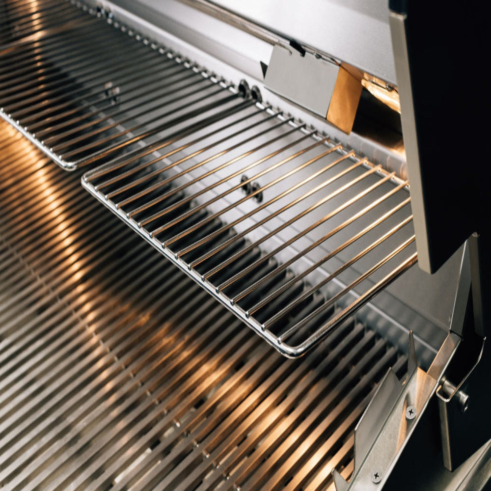 Summerset Quest warming racks positioned above the cooking grates