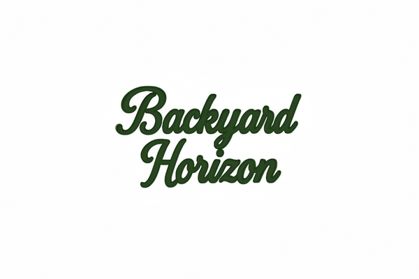Text 'Backyard Horizon' on a transparent background